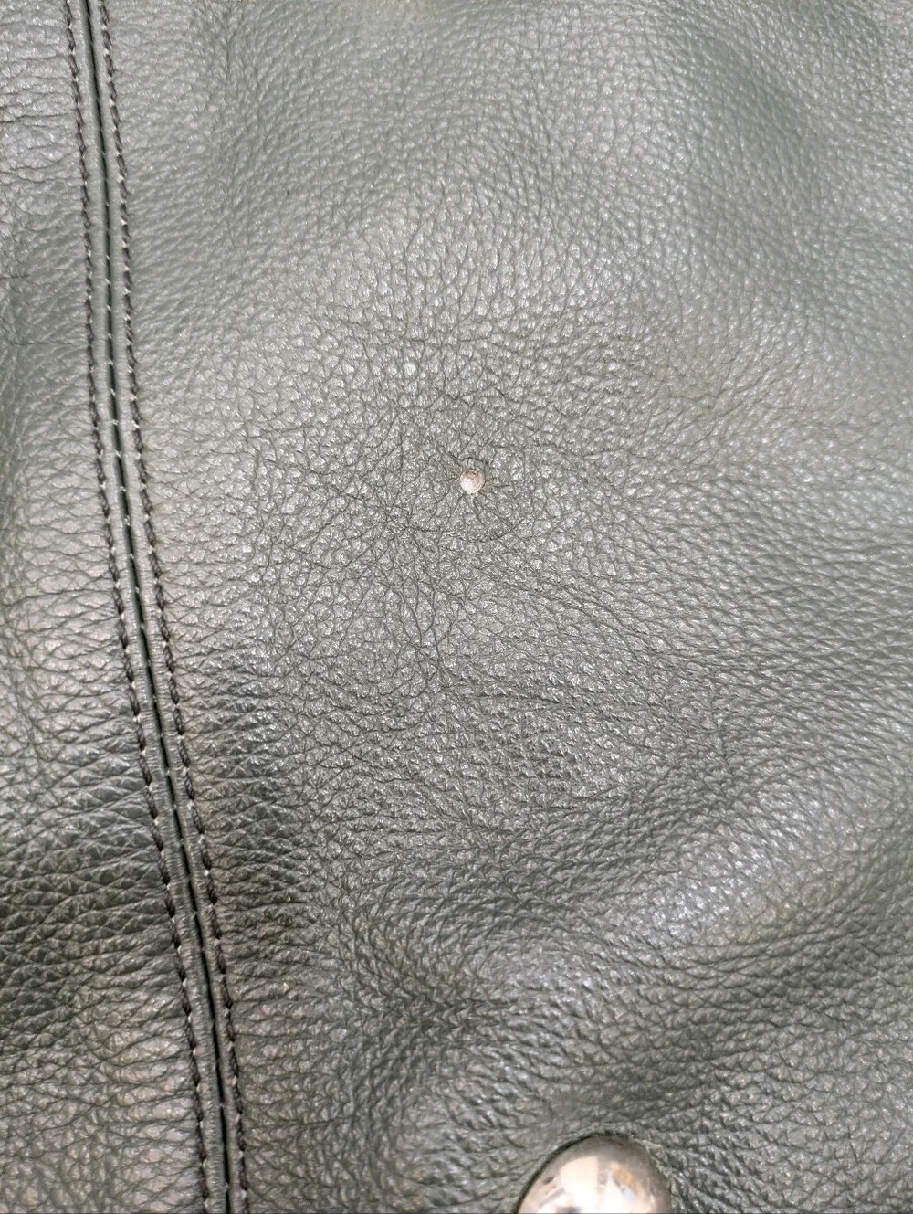 Pulicati Green Genuine Leather Studded Tote Bag